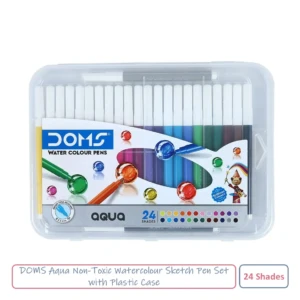 CCSKU100012 DOMS Aqua Non-Toxic Watercolour Sketch Pen Set with Plastic Case 24 Assorted Shades 1 Pack
