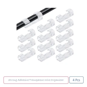 CCSKU100521 Strong Adhasive Transparent Wire Organizar 4 Pcs