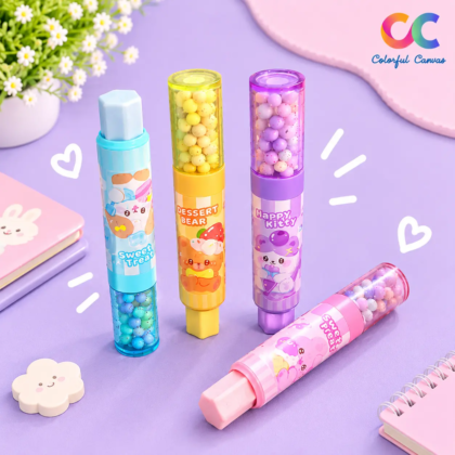  Foam Ball Glitter Push Pull Eraser
