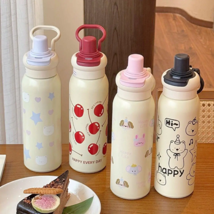 Happy Life Double-Drink Thermal Water Bottle
